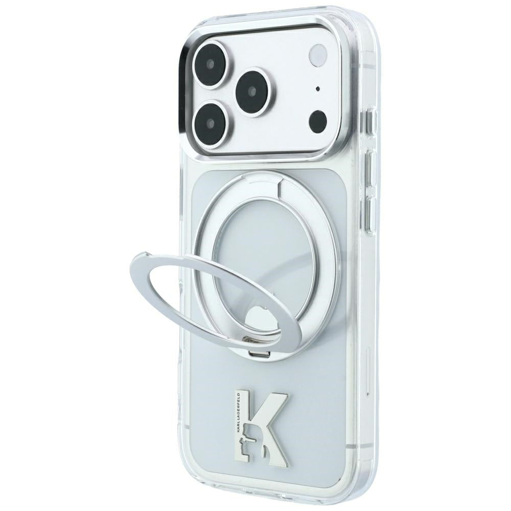 MagSafe Case for Apple iPhone 18 Pro Max / 17 Pro Max, Karl Lagerfeld, IML Ring Stand Kameo Metal, Transparent