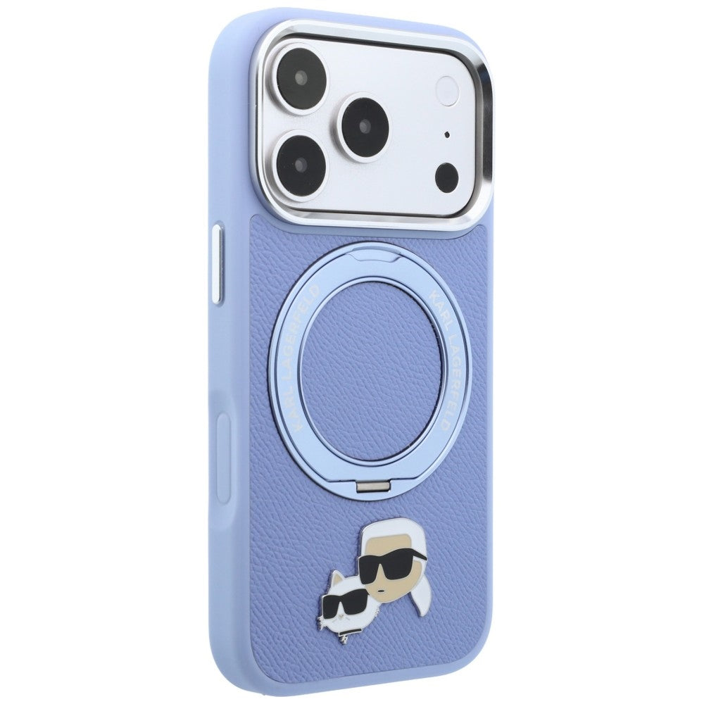 MagSafe-Hülle für Apple iPhone 18 Pro Max / 17 Pro Max, Karl Lagerfeld, Ring Stand 360 Karl & Choupette Pin, Blau
