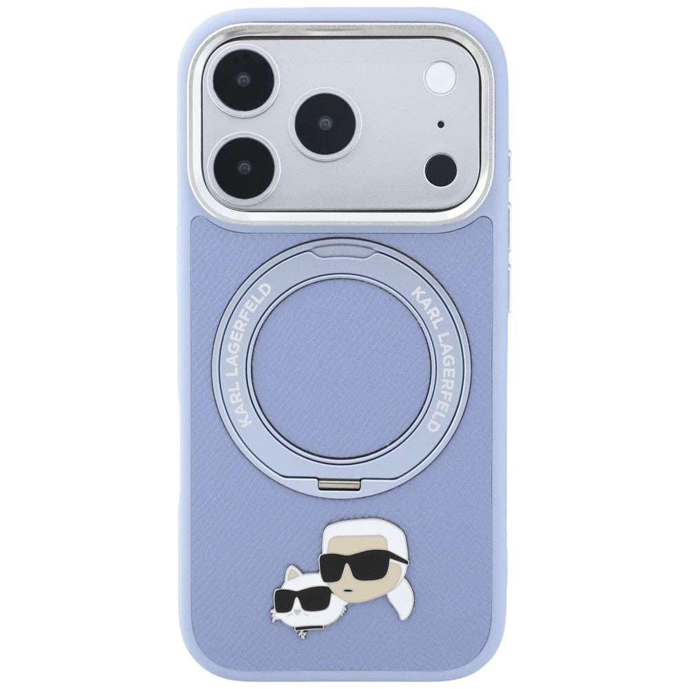 MagSafe-Hülle für Apple iPhone 18 Pro Max / 17 Pro Max, Karl Lagerfeld, Ring Stand 360 Karl & Choupette Pin, Blau