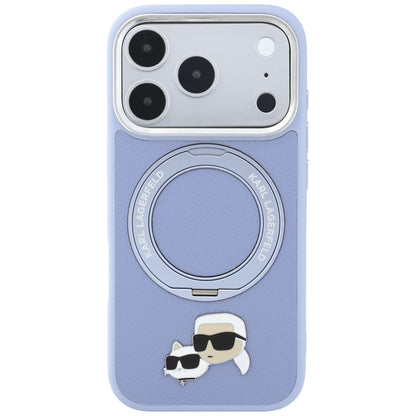 MagSafe-Hülle für Apple iPhone 18 Pro Max / 17 Pro Max, Karl Lagerfeld, Ring Stand 360 Karl & Choupette Pin, Blau