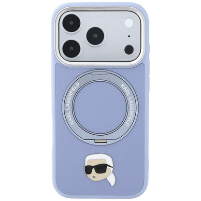 Coque MagSafe pour Apple iPhone 18 Pro Max / 17 Pro Max, Karl Lagerfeld, Ring Stand 360 Karl Pin, bleu