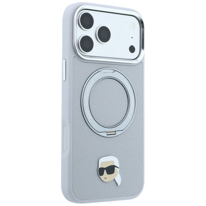 Coque MagSafe pour Apple iPhone 18 Pro Max / 17 Pro Max, Karl Lagerfeld, Ring Stand 360 Karl Pin, Gris