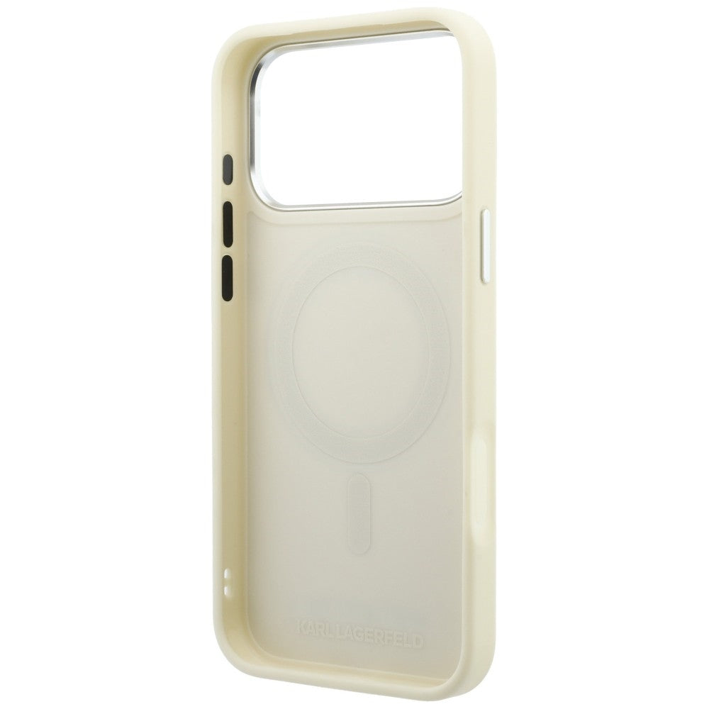 MagSafe-Hülle für Apple iPhone 18 Pro Max / 17 Pro Max, Karl Lagerfeld, Ring Stand 360 Saffiano, Beige