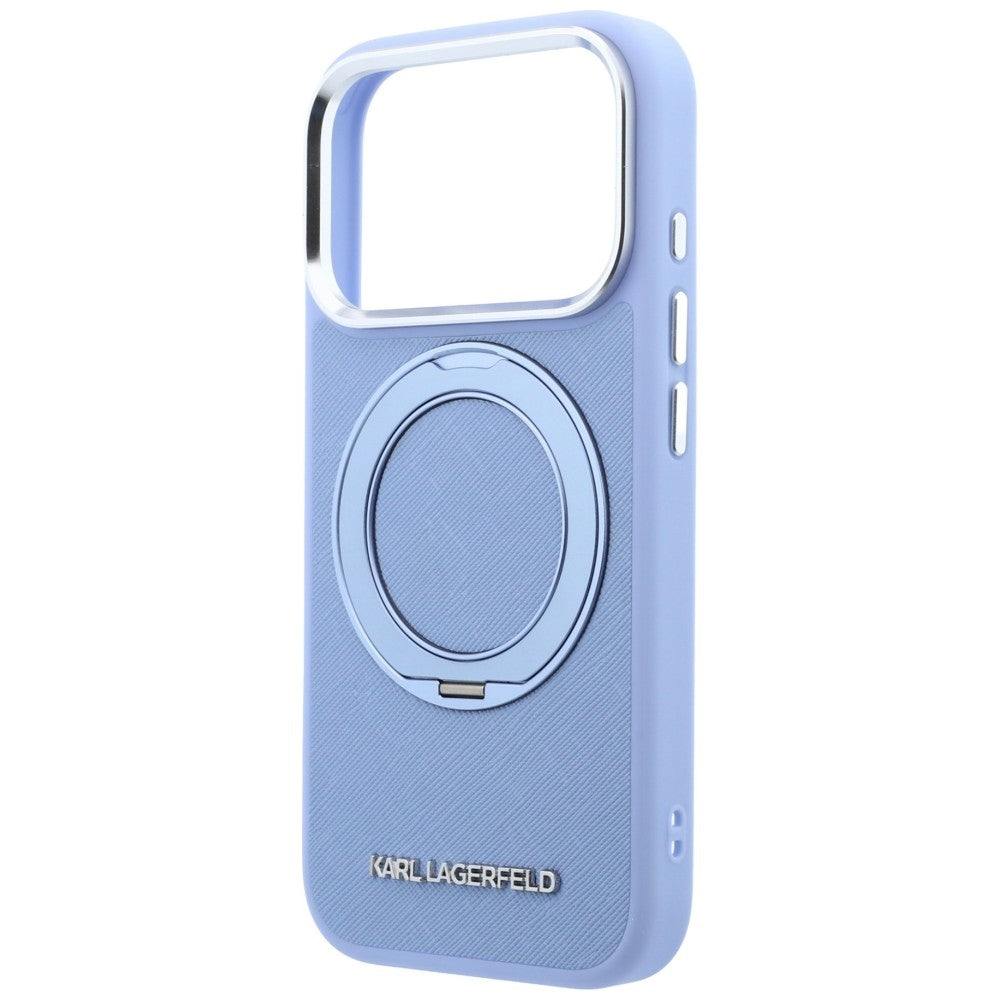 Coque MagSafe pour Apple iPhone 18 Pro Max / 17 Pro Max, Karl Lagerfeld, Ring Stand 360 Saffiano, Bleu