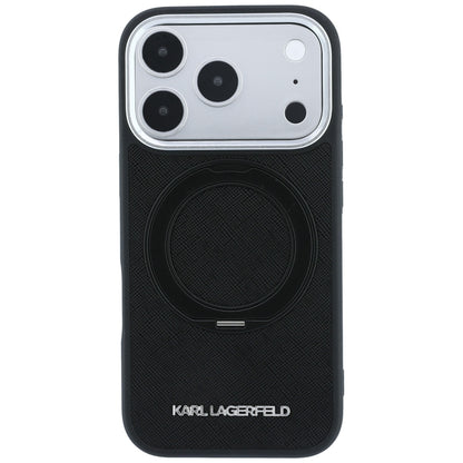 MagSafe Case for Apple iPhone 18 Pro Max / 17 Pro Max, Karl Lagerfeld, Ring Stand 360 Saffiano, Black
