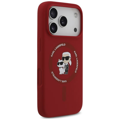 Coque MagSafe pour Apple iPhone 18 Pro Max / 17 Pro Max, Karl Lagerfeld, Silicone Ring Karl & Choupette, rose