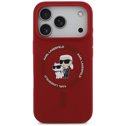 Coque MagSafe pour Apple iPhone 18 Pro Max / 17 Pro Max, Karl Lagerfeld, Silicone Ring Karl & Choupette, rose