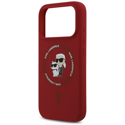 Coque MagSafe pour Apple iPhone 18 Pro Max / 17 Pro Max, Karl Lagerfeld, Silicone Ring Karl & Choupette, rose