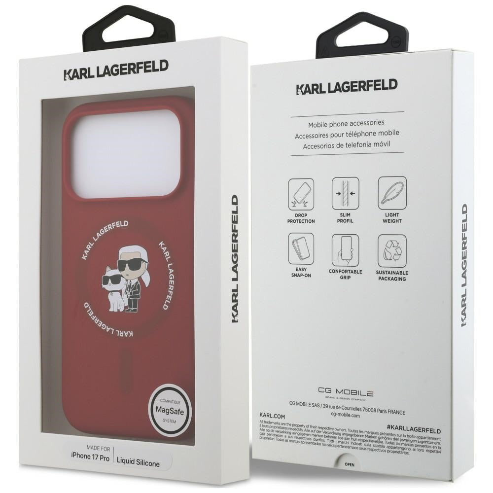 Coque MagSafe pour Apple iPhone 18 Pro Max / 17 Pro Max, Karl Lagerfeld, Silicone Ring Karl & Choupette, rose