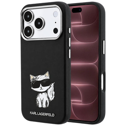 Coque MagSafe pour Apple iPhone 18 Pro Max / 17 Pro Max, Karl Lagerfeld, Smooth Choupette Sketch, Noire