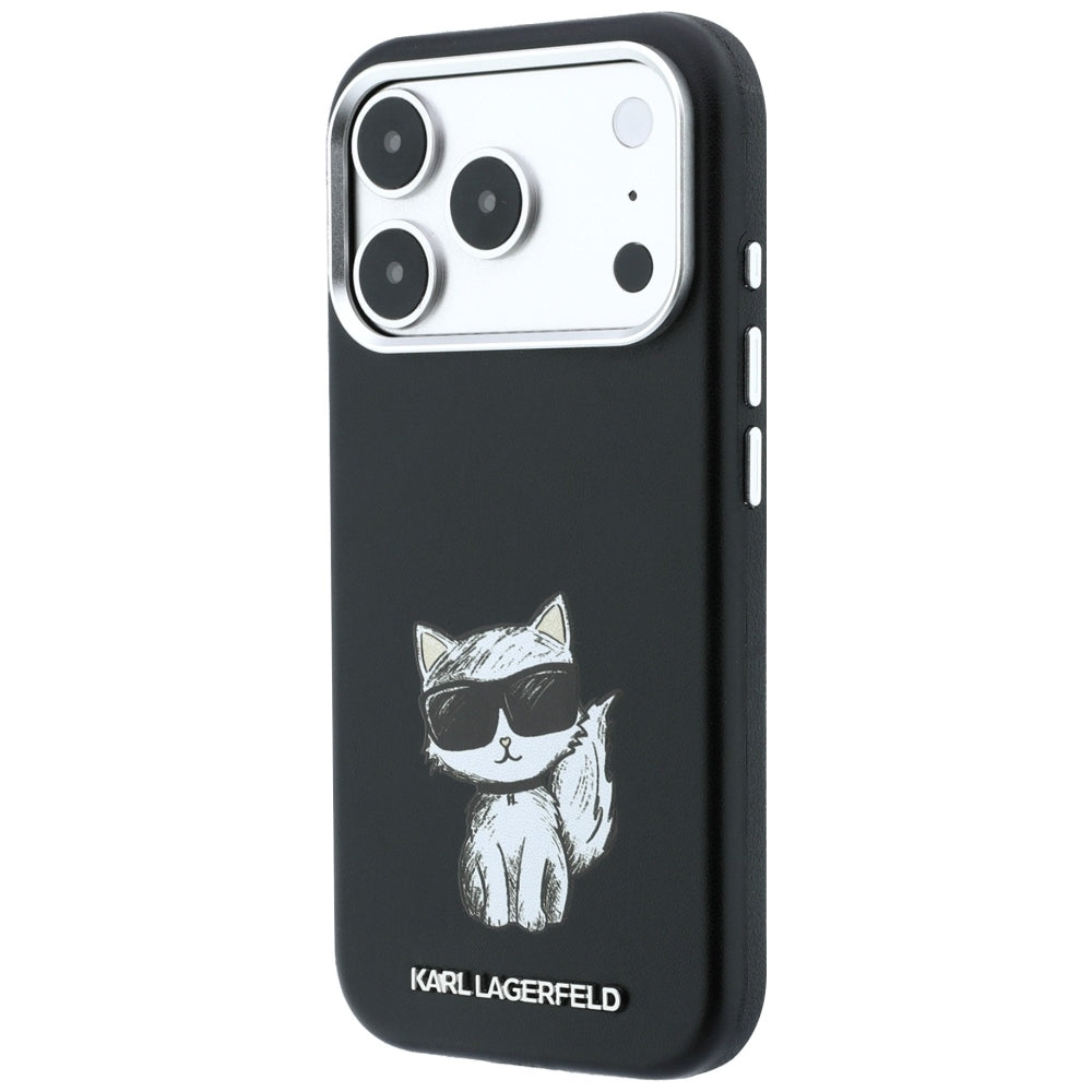Coque MagSafe pour Apple iPhone 18 Pro Max / 17 Pro Max, Karl Lagerfeld, Smooth Choupette Sketch, Noire