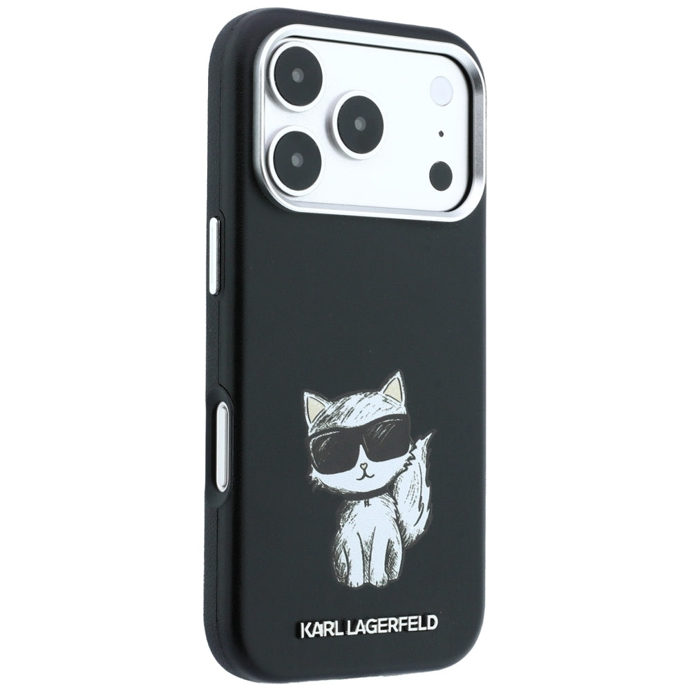 Coque MagSafe pour Apple iPhone 18 Pro Max / 17 Pro Max, Karl Lagerfeld, Smooth Choupette Sketch, Noire