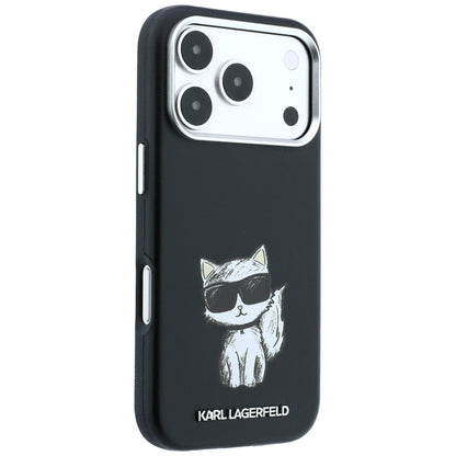 Coque MagSafe pour Apple iPhone 18 Pro Max / 17 Pro Max, Karl Lagerfeld, Smooth Choupette Sketch, Noire