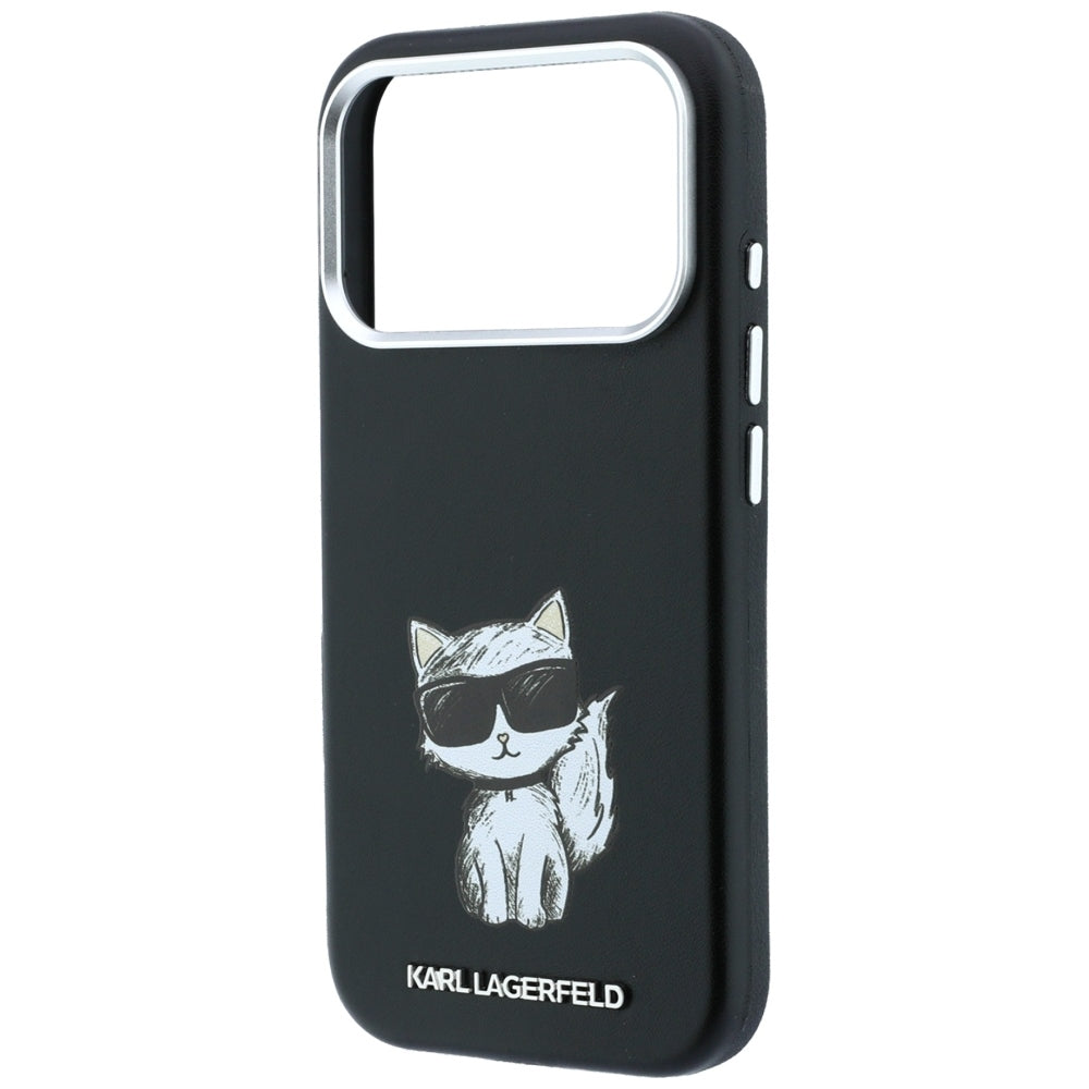 Coque MagSafe pour Apple iPhone 18 Pro Max / 17 Pro Max, Karl Lagerfeld, Smooth Choupette Sketch, Noire