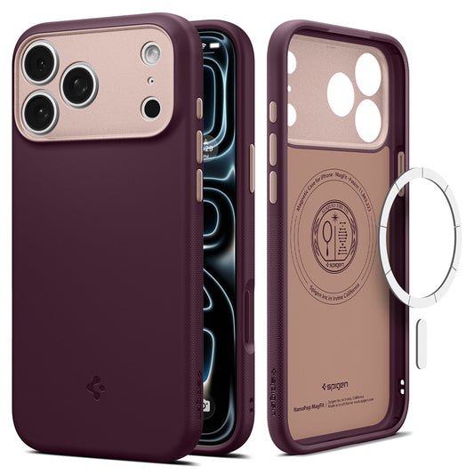 Coque MagSafe pour Apple iPhone 18 Pro Max / 17 Pro Max, Spigen, Caseology Nano Pop, Bordeaux ACS12141