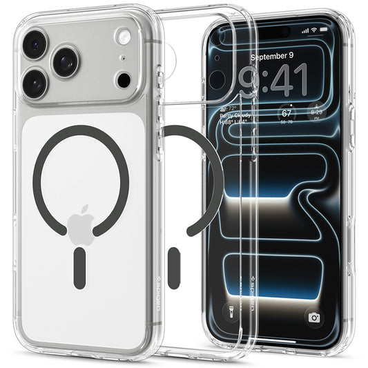 Coque MagSafe pour Apple iPhone 18 Pro Max / 17 Pro Max, Spigen, Ultra Hybrid, Gris Transparent ACS12119