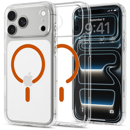 Coque MagSafe pour Apple iPhone 18 Pro Max / 17 Pro Max, Spigen, Ultra Hybrid, Transparente Orange ACS12122