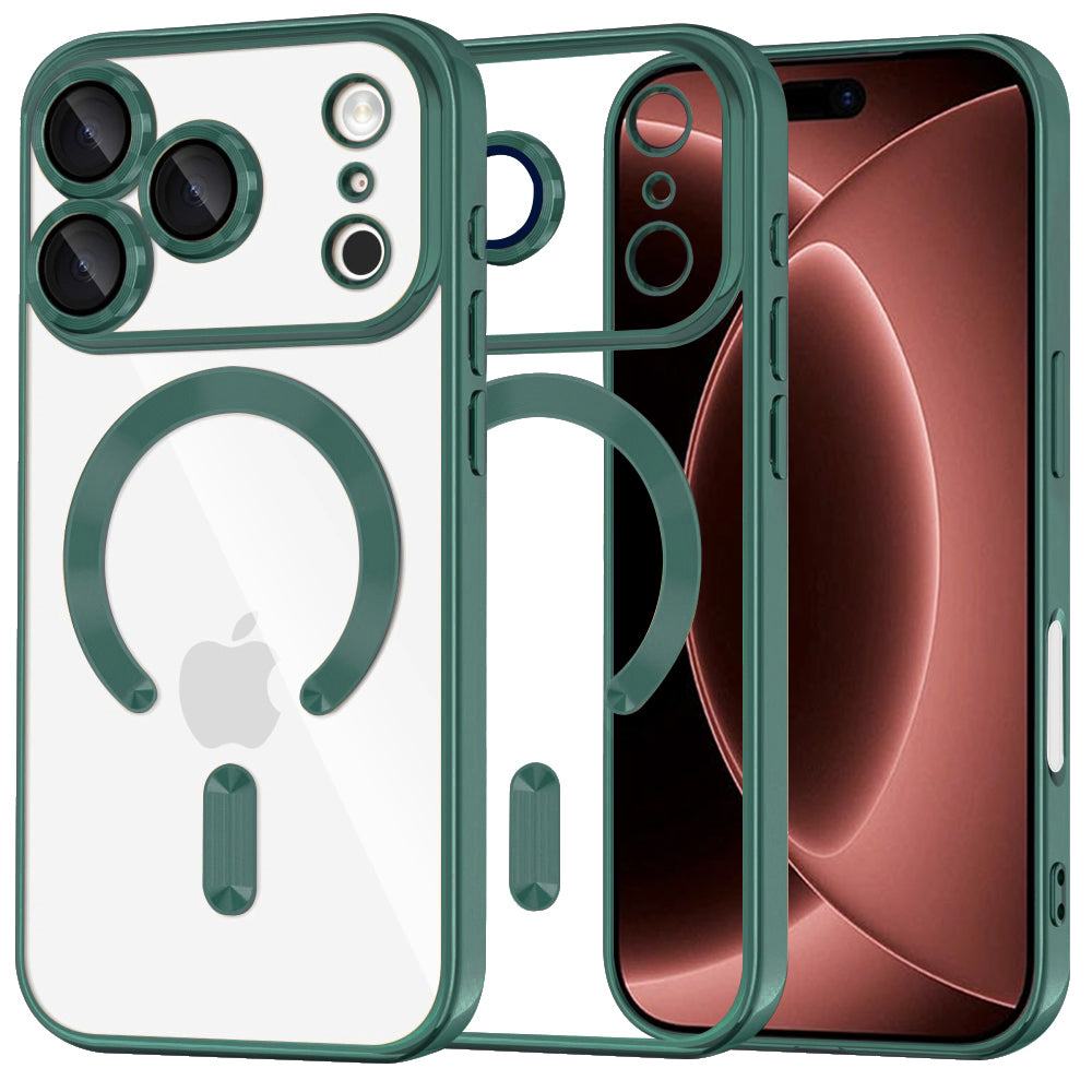 Coque MagSafe pour Apple iPhone 18 Pro Max / 17 Pro Max, Techsuit, Luxury Crystal, Vert Foncé