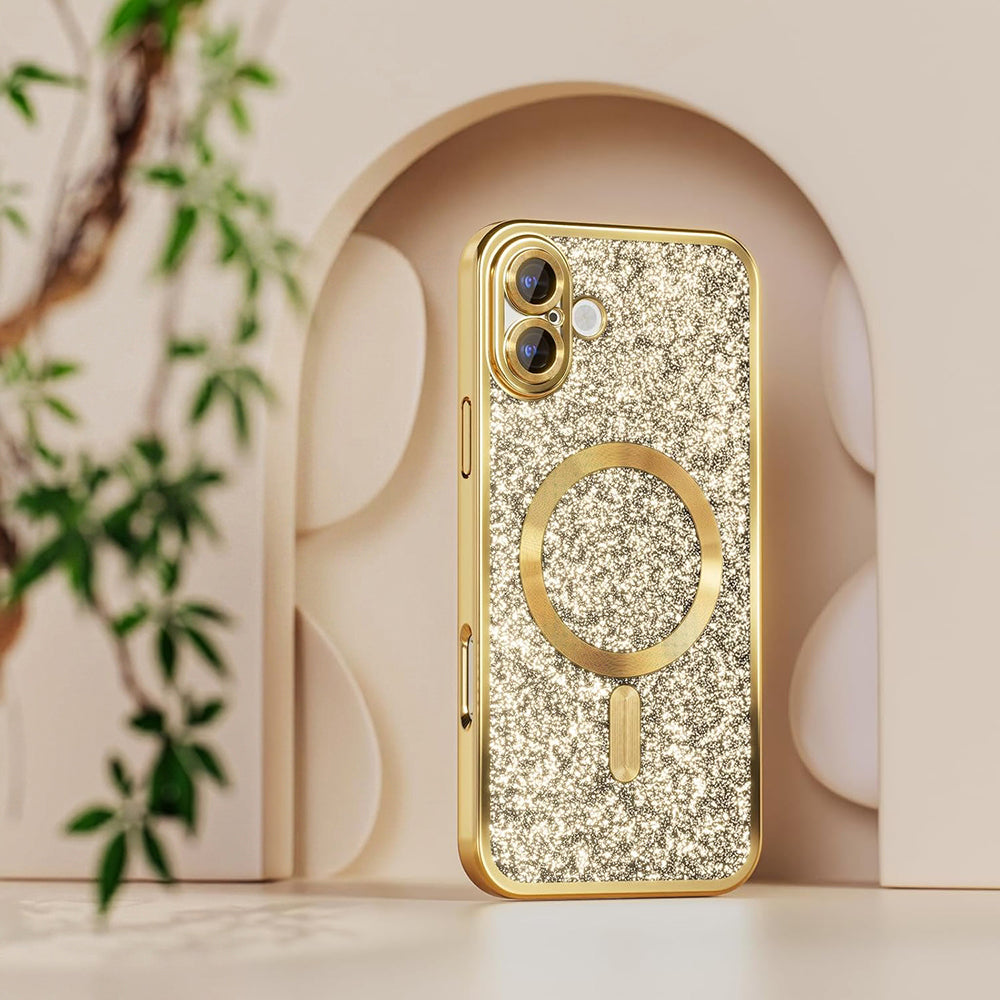 Coque MagSafe pour Apple iPhone 18 Pro Max / 17 Pro Max, Techsuit, Luxury Glitter, Dorée