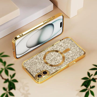 Coque MagSafe pour Apple iPhone 18 Pro Max / 17 Pro Max, Techsuit, Luxury Glitter, Dorée