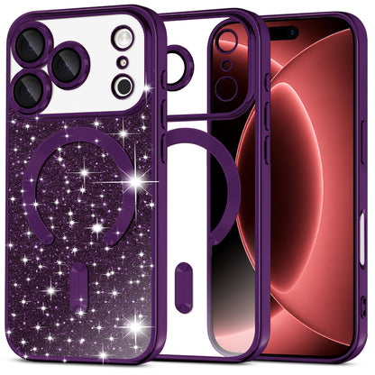 Coque MagSafe pour Apple iPhone 18 Pro Max / 17 Pro Max, Techsuit, Luxury Glitter, Violet Foncé