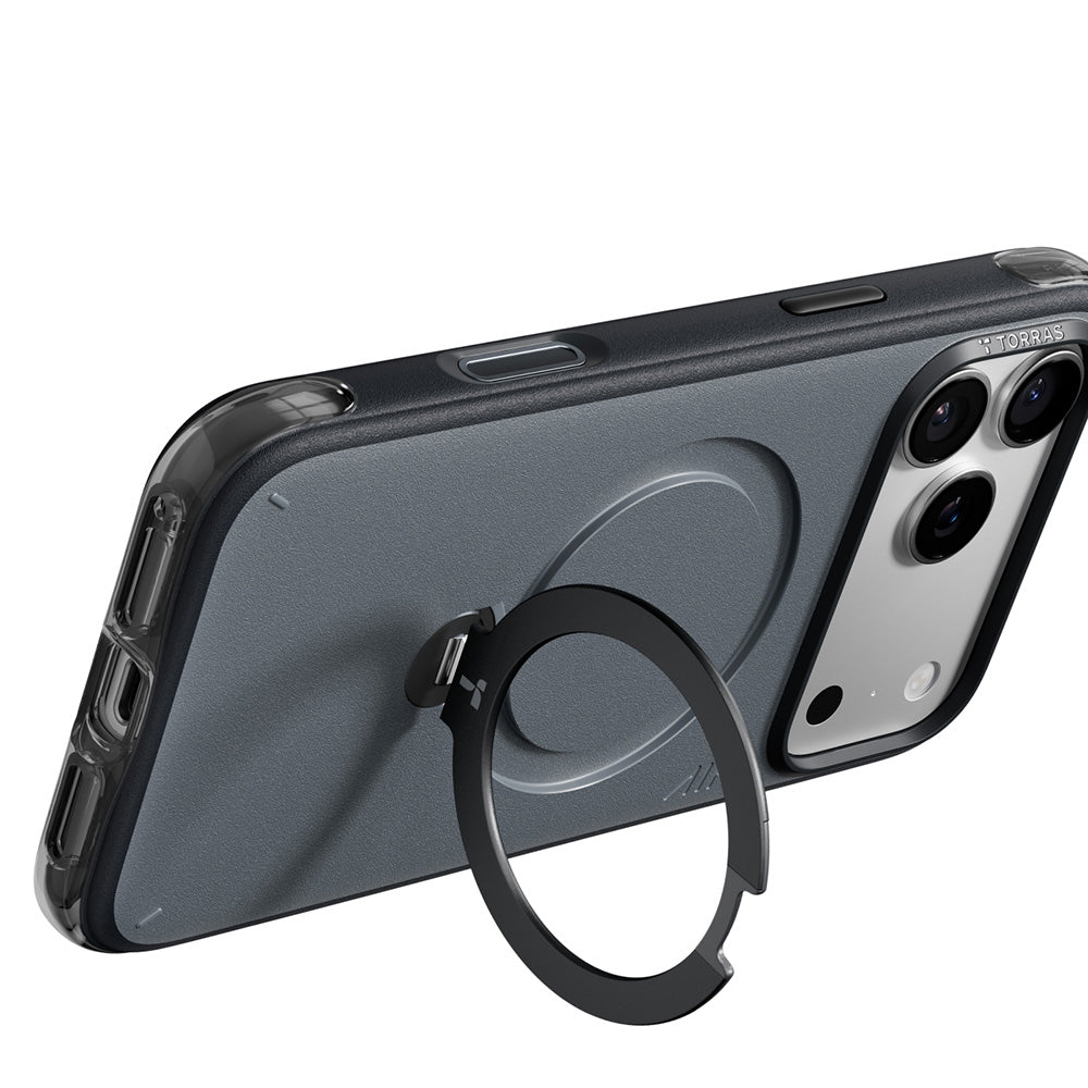 MagSafe-Hülle für Apple iPhone 18 Pro Max / 17 Pro Max, Torras, Ostand Q3 Air Essential, Schwarz