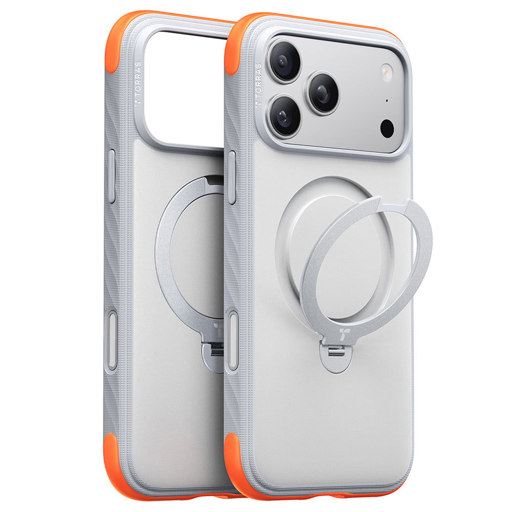 MagSafe-Hülle für Apple iPhone 18 Pro Max / 17 Pro Max, Torras, Ostand Q3 Rugged, Weiß