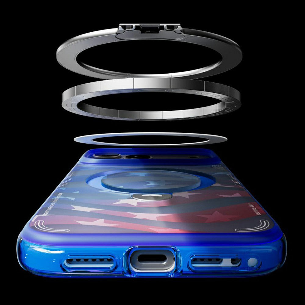 Coque MagSafe pour Apple iPhone 18 Pro Max / 17 Pro Max, Torras, Ostand Spin Air Football, Bleue