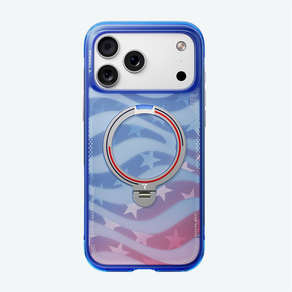 Coque MagSafe pour Apple iPhone 18 Pro Max / 17 Pro Max, Torras, Ostand Spin Air Football, Bleue