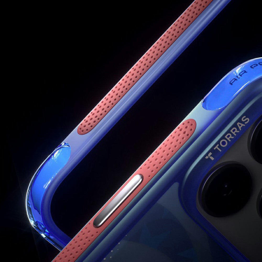 Coque MagSafe pour Apple iPhone 18 Pro Max / 17 Pro Max, Torras, Ostand Spin Air Football, Bleue