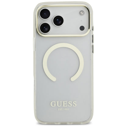 Coque MagSafe pour Apple iPhone 18 Pro Max, Guess, Contour Métallique, Dorée