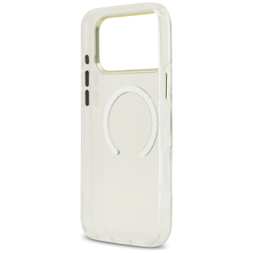 Coque MagSafe pour Apple iPhone 18 Pro Max, Guess, Contour Métallique, Dorée