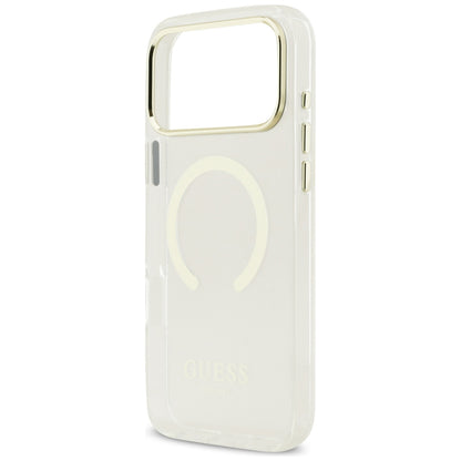 Coque MagSafe pour Apple iPhone 18 Pro Max, Guess, Contour Métallique, Dorée