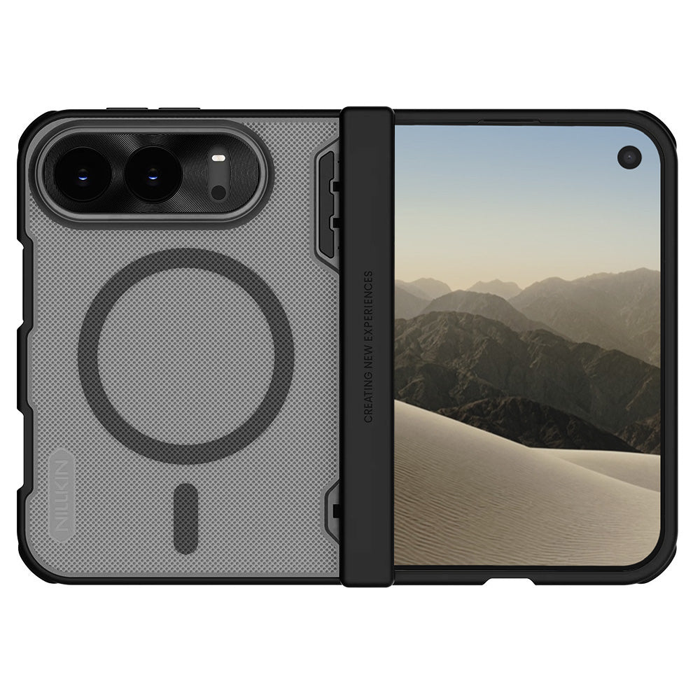 Coque MagSafe pour Apple iPhone Duo, Nillkin, Super Frosted Shield, noire transparente satinée