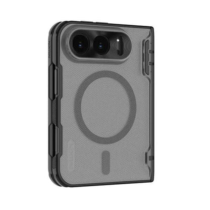 Coque MagSafe pour Apple iPhone Duo, Nillkin, Super Frosted Shield, noire transparente satinée