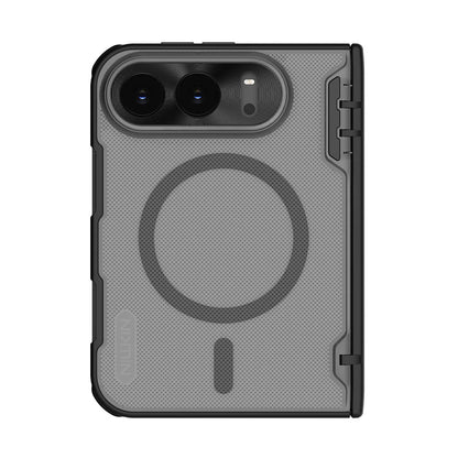 Coque MagSafe pour Apple iPhone Duo, Nillkin, Super Frosted Shield, noire transparente satinée