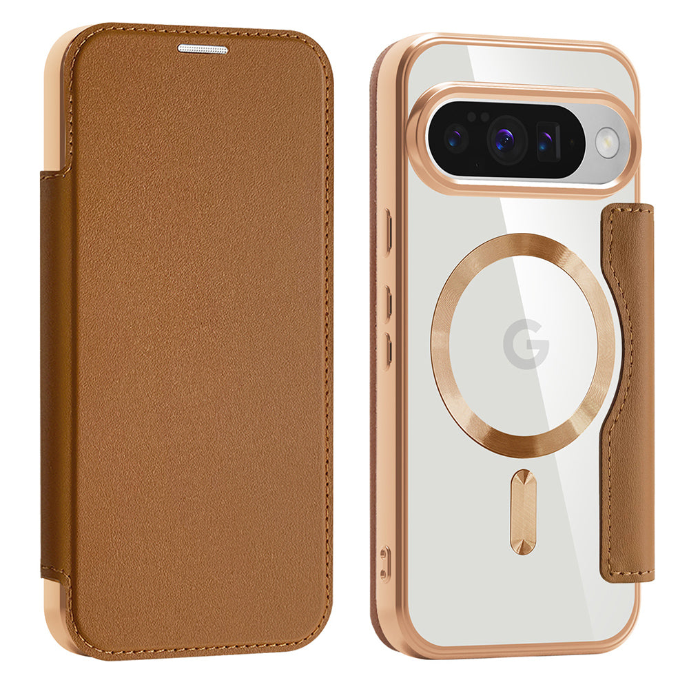 Coque MagSafe pour Google Pixel 10 Pro / 10, Techsuit, SmartMag Book, Marron