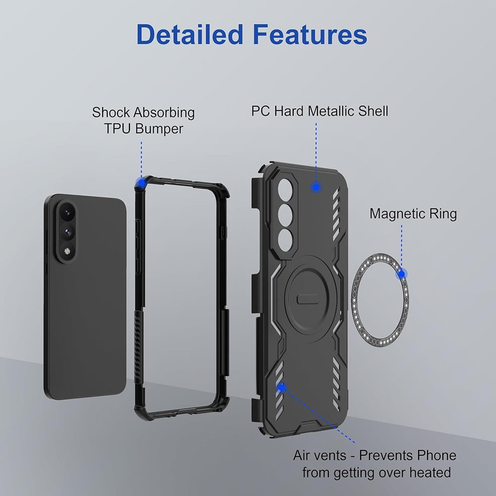 Coque MagSafe pour Honor 600 Pro, Techsuit, ArmorMag, Noire