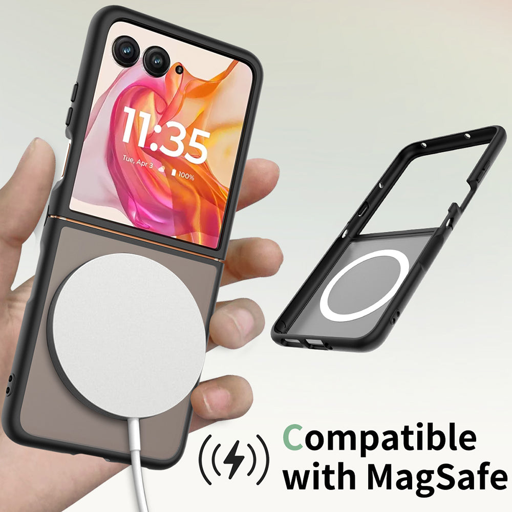 Coque MagSafe pour Motorola Razr 70 Ultra / Razr 60 Ultra, Techsuit, PureFrost, Noir Satiné