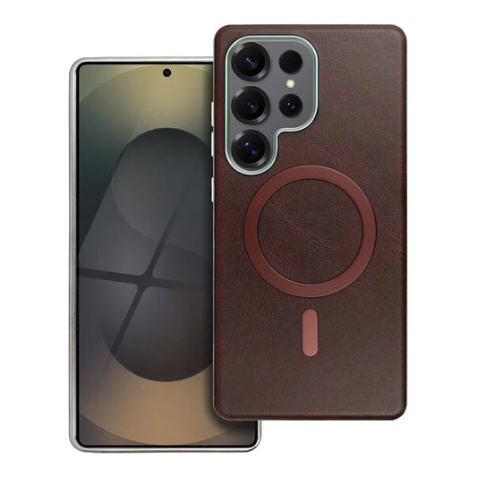 Coque MagSafe pour Samsung Galaxy A56 A566, OEM, Gentleman Mag, Marron