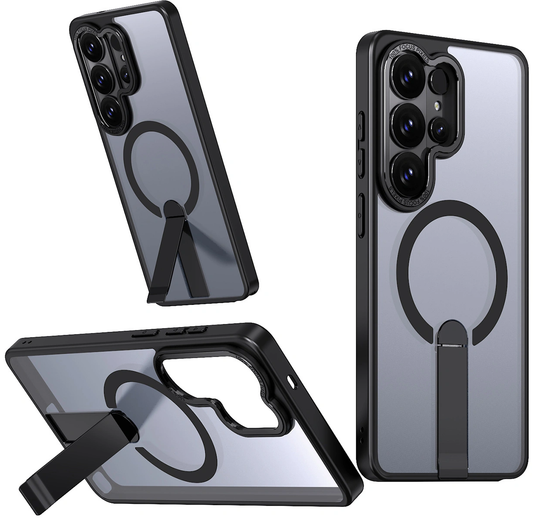 MagSafe-Hülle für Samsung Galaxy S26 Ultra S948, Hybrid Armor, X mit Ständer, Schwarz