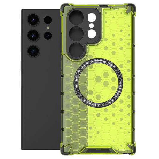 Coque MagSafe pour Samsung Galaxy S25 Ultra S938, Techsuit, HoneyComb Shield, Vert