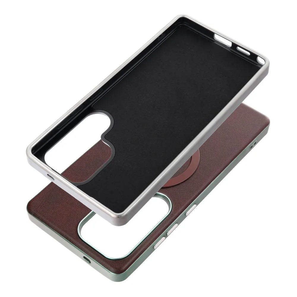 Coque MagSafe pour Samsung Galaxy A56 A566, OEM, Gentleman Mag, Marron