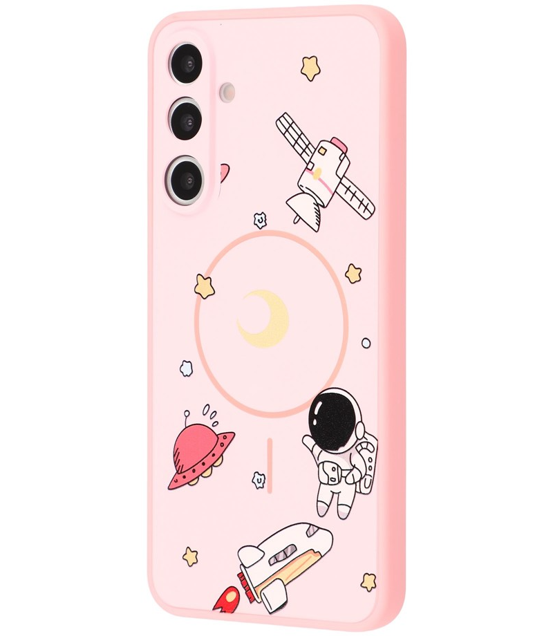 Coque MagSafe pour Samsung Galaxy S25 Ultra S938, OEM, Astronaute Cartoon, Rose
