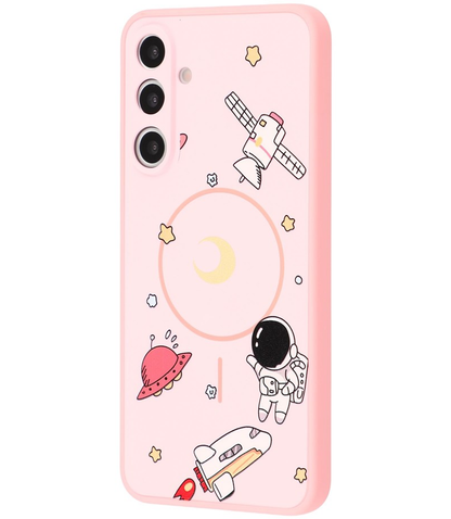 Coque MagSafe pour Samsung Galaxy S25 Ultra S938, OEM, Astronaute Cartoon, Rose