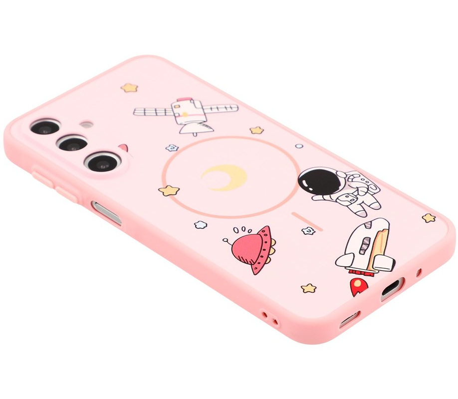 Coque MagSafe pour Samsung Galaxy S26 Ultra S948, OEM, Astronaute Cartoon, Rose