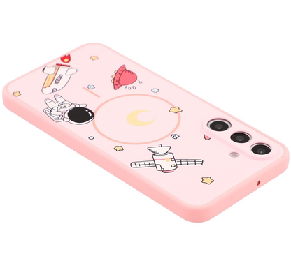 Coque MagSafe pour Samsung Galaxy S25 Ultra S938, OEM, Astronaute Cartoon, Rose