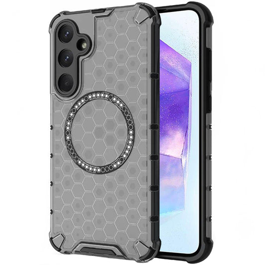MagSafe-Hülle für Samsung Galaxy A55 5G A556, Techsuit, HoneyComb Shield, Schwarz