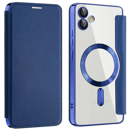 Coque MagSafe pour Samsung Galaxy A05 A055, Techsuit, SmartMag Book, Bleue