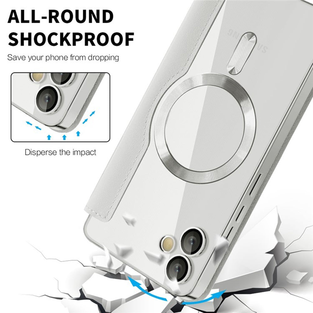 Coque MagSafe pour Samsung Galaxy A05 A055, Techsuit, SmartMag Book, Gris